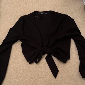 Missguided Black Tie-Front Crop Top